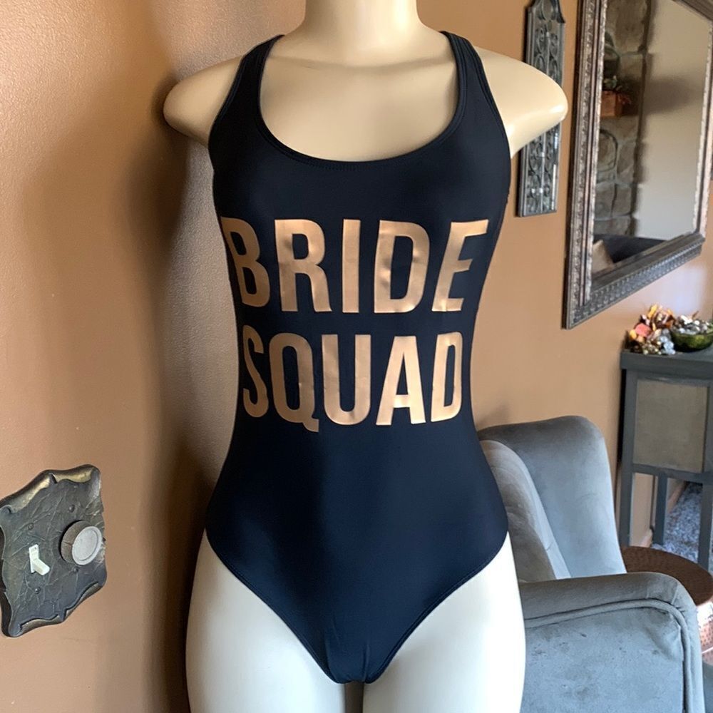Bride Squad Bridal One Piece Swimsuit S black